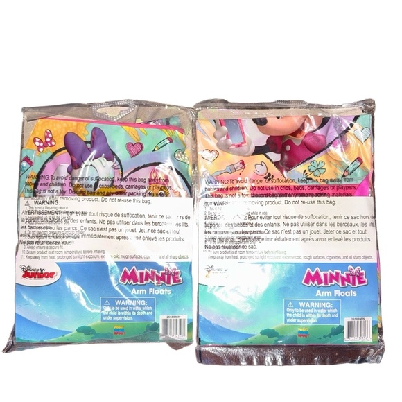 Lot Of 2 Disney Jr Minnie Pink Arm Floats Swimming Aid Kids Pool Water Fun - Picture 3 of 4